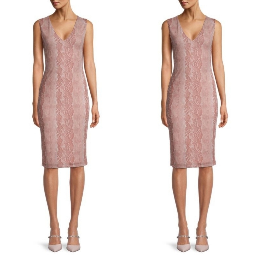 AFRM Ariana Snakeskin Print Dress Pink Size XL Revolve Bodycon Feminine Dress